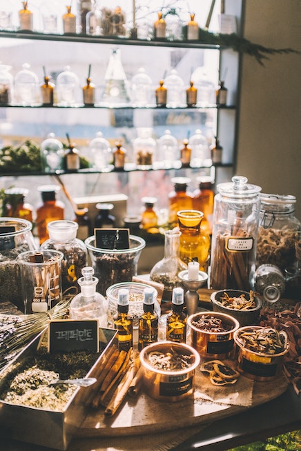 cologne bottles on shelf